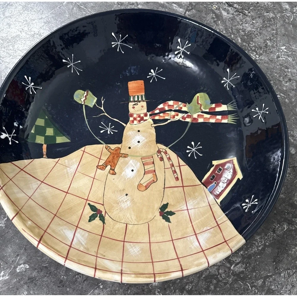 Certified International Susan Winger Snowman Large 13" Serving Bowl Holiday - Picture 1 of 5